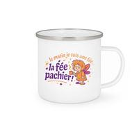 quotedazur - Mug le matin je suis une fée... la fée pachier ! - Tasse Cadeau Humour Femme - Blanc/Emaillé