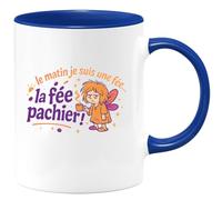 quotedazur - Mug le matin je suis une fée... la fée pachier ! - Tasse Cadeau Humour Femme - Bleu/Céramique