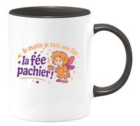 quotedazur - Mug le matin je suis une fée... la fée pachier ! - Tasse Cadeau Humour Femme - Noir/Céramique
