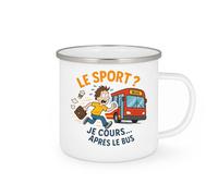 quotedazur - Mug le sport ? je cours... après le bus tous les matins - Tasse Cadeau Humour Femme - Blanc/Emaillé