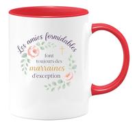 quotedazur - Mug Les amies formidables font toujours des marraines d'exception - Tasse Cadeau Baptême Demande Future Marraine Femme - Rouge/Céramique