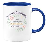 quotedazur - Mug Les amies formidables font toujours des marraines d'exception - Tasse Cadeau Baptême Demande Future Marraine Femme - Bleu/Céramique