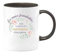 quotedazur - Mug Les amies formidables font toujours des marraines d'exception - Tasse Cadeau Baptême Demande Future Marraine Femme - Noir/Céramique