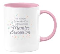 quotedazur - Mug Les mamans formidables font toujours des Mamies d'exception - Tasse Cadeau Annonce Grossesse Naissance Mamie Femme - Rose/Céramique