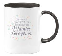 quotedazur - Mug Les mamans formidables font toujours des Mamies d'exception - Tasse Cadeau Annonce Grossesse Naissance Mamie Femme - Noir/Céramique