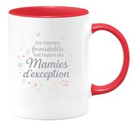 quotedazur - Mug Les mamans formidables font toujours des Mamies d'exception - Tasse Cadeau Annonce Grossesse Naissance Mamie Femme - Rouge/Céramique
