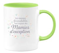 quotedazur - Mug Les mamans formidables font toujours des Mamies d'exception - Tasse Cadeau Annonce Grossesse Naissance Mamie Femme - Vert/Céramique