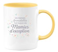 quotedazur - Mug Les mamans formidables font toujours des Mamies d'exception - Tasse Cadeau Annonce Grossesse Naissance Mamie Femme - Jaune/Céramique
