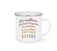 quotedazur - Mug Les meilleurs partent toujours en premier. Les autres, c'est nous - Tasse Cadeau Départ collègue - Blanc/Emaillé