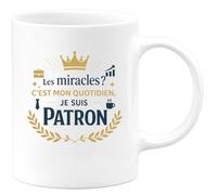 quotedazur - Mug Les miracles ? C'est mon quotidien, je suis Patron - Tasse Cadeau Patron Homme - Blanc/Céramique