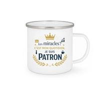 quotedazur - Mug Les miracles ? C'est mon quotidien, je suis Patron - Tasse Cadeau Patron Homme - Blanc/Emaillé