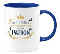 quotedazur - Mug Les miracles ? C'est mon quotidien, je suis Patron - Tasse Cadeau Patron Homme - Bleu/Céramique