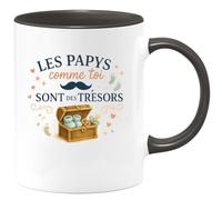 quotedazur - Mug Les papys comme toi sont des trésors - Tasse Cadeau Annonce Grossesse Naissance Papy Homme - Noir/Céramique