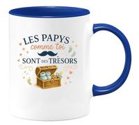 quotedazur - Mug Les papys comme toi sont des trésors - Tasse Cadeau Annonce Grossesse Naissance Papy Homme - Bleu/Céramique