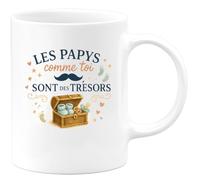 quotedazur - Mug Les papys comme toi sont des trésors - Tasse Cadeau Annonce Grossesse Naissance Papy Homme - Blanc/Céramique