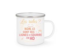 quotedazur - Mug Les rides ? Non, ce sont des lignes de sourire en HD - Tasse Cadeau Anniversaire Femme - Blanc/Emaillé