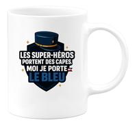 quotedazur - Mug Les super-héros portent des capes, moi je porte le bleu - Tasse Cadeau Gendarme Homme - Blanc/Céramique
