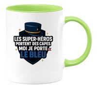quotedazur - Mug Les super-héros portent des capes, moi je porte le bleu - Tasse Cadeau Gendarme Homme - Vert/Céramique