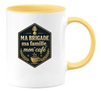quotedazur - Mug Ma brigade, ma famille, mon café - Tasse Cadeau Gendarme Homme - Jaune/Céramique