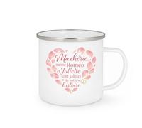 quotedazur - Mug Ma chérie, même Roméo et Juliette sont jaloux de notre histoire - Tasse Cadeau Amour, Saint-Valentin, Couple Femme - Blanc/Emaillé