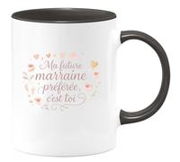 quotedazur - Mug Ma future marraine préférée, c'est toi - Tasse Cadeau Baptême Demande Future Marraine Femme - Noir/Céramique