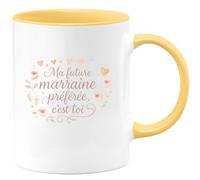 quotedazur - Mug Ma future marraine préférée, c'est toi - Tasse Cadeau Baptême Demande Future Marraine Femme - Jaune/Céramique