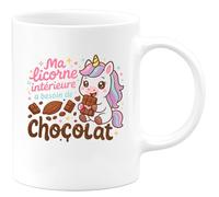 quotedazur - Mug Ma licorne intérieure a besoin de chocolat - Tasse Cadeau Licorne Femme - Blanc/Céramique