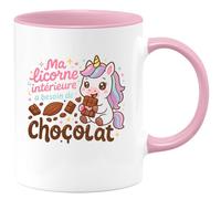 quotedazur - Mug Ma licorne intérieure a besoin de chocolat - Tasse Cadeau Licorne Femme - Rose/Céramique