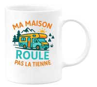 quotedazur - Mug Ma maison roule, pas la tienne - Tasse Cadeau Vanlife - Blanc/Céramique