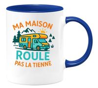 quotedazur - Mug Ma maison roule, pas la tienne - Tasse Cadeau Vanlife - Bleu/Céramique