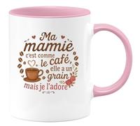 quotedazur - Mug Ma mamie c'est comme le café, elle a un grain mais je l'adore - Tasse Cadeau Mamie, Fête Des Grand-mères Femme - Rose/Céramique