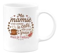 quotedazur - Mug Ma mamie c'est comme le café, elle a un grain mais je l'adore - Tasse Cadeau Mamie, Fête Des Grand-mères Femme - Blanc/Céramique