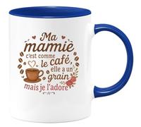 quotedazur - Mug Ma mamie c'est comme le café, elle a un grain mais je l'adore - Tasse Cadeau Mamie, Fête Des Grand-mères Femme - Bleu/Céramique