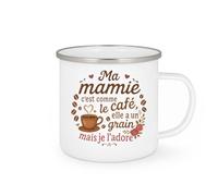 quotedazur - Mug Ma mamie c'est comme le café, elle a un grain mais je l'adore - Tasse Cadeau Mamie, Fête Des Grand-mères Femme - Blanc/Emaillé