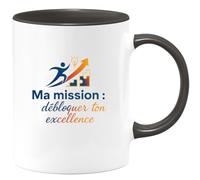 quotedazur - Mug Ma mission : débloquer ton excellence - Tasse Cadeau Coach Homme - Noir/Céramique