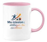 quotedazur - Mug Ma mission : débloquer ton excellence - Tasse Cadeau Coach Homme - Rose/Céramique