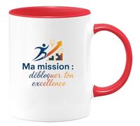 quotedazur - Mug Ma mission : débloquer ton excellence - Tasse Cadeau Coach Homme - Rouge/Céramique