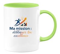 quotedazur - Mug Ma mission : débloquer ton excellence - Tasse Cadeau Coach Homme - Vert/Céramique