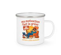 quotedazur - Mug ma motivation fait la grève depuis lundi dernier - Tasse Cadeau Humour Femme - Blanc/Emaillé