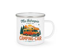quotedazur - Mug Ma thérapie c'est le camping-car - Tasse Cadeau Camping-car - Blanc/Emaillé