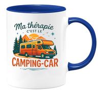 quotedazur - Mug Ma thérapie c'est le camping-car - Tasse Cadeau Camping-car - Bleu/Céramique