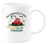 quotedazur - Mug Ma tondeuse et moi, 20 ans de vie commune - Tasse Cadeau Humour Homme - Blanc/Céramique