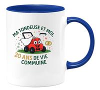 quotedazur - Mug Ma tondeuse et moi, 20 ans de vie commune - Tasse Cadeau Humour Homme - Bleu/Céramique