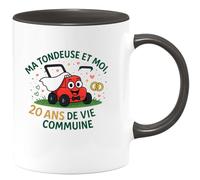 quotedazur - Mug Ma tondeuse et moi, 20 ans de vie commune - Tasse Cadeau Humour Homme - Noir/Céramique