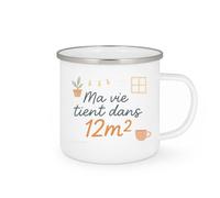 quotedazur - Mug Ma vie tient dans 12m² - Tasse Cadeau Vanlife - Blanc/Emaillé