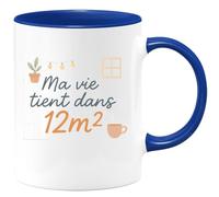quotedazur - Mug Ma vie tient dans 12m² - Tasse Cadeau Vanlife - Bleu/Céramique