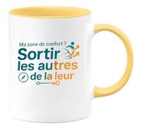 quotedazur - Mug Ma zone de confort ? Sortir les autres de la leur - Tasse Cadeau Coach Homme - Jaune/Céramique