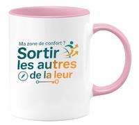 quotedazur - Mug Ma zone de confort ? Sortir les autres de la leur - Tasse Cadeau Coach Homme - Rose/Céramique