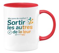 quotedazur - Mug Ma zone de confort ? Sortir les autres de la leur - Tasse Cadeau Coach Homme - Rouge/Céramique