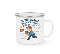 quotedazur - Mug Maintenant qui va nous voler nos stylos ? On était habitués ! - Tasse Cadeau Départ collègue - Blanc/Emaillé